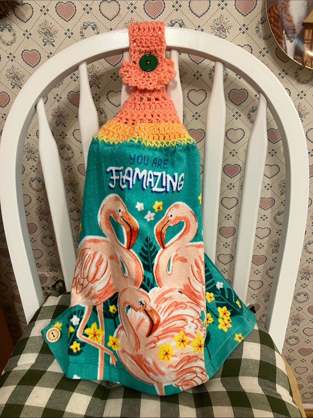 Handmade Crocheted Flamingo Towel
